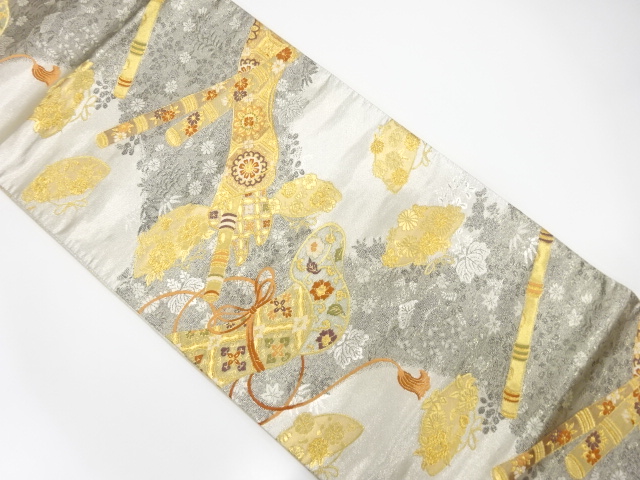 JAPANESE FUKURO OBI / SILK / WOVEN FLOWER CREST